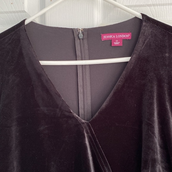 Jessica London long sleeve velvet and rayon black jumpsuit size 12 - Picture 2 of 6